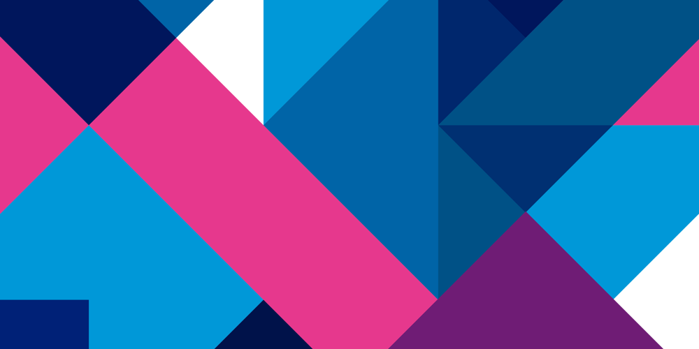 Grafische achtergrond met verschillende kleurvlakken in paars, roze en blauw