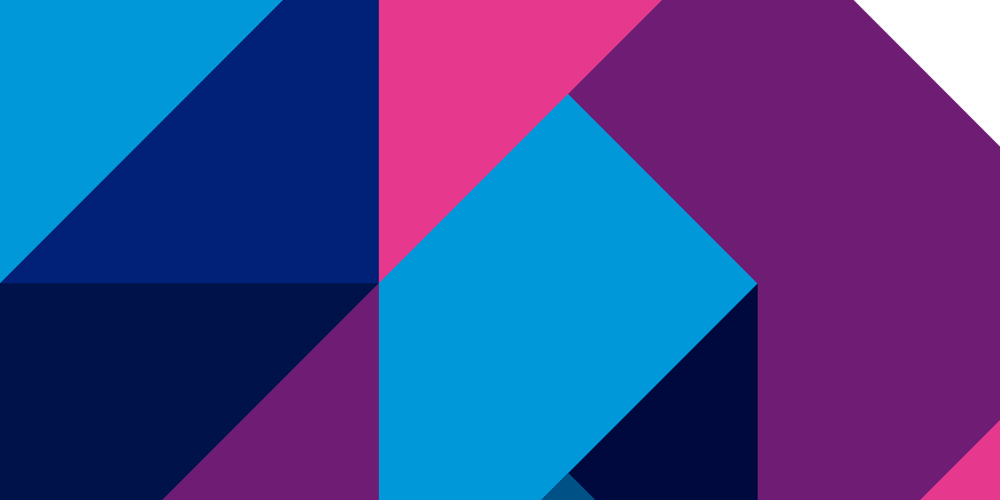 Grafische achtergrond met verschillende kleurvlakken in paars, roze en blauw