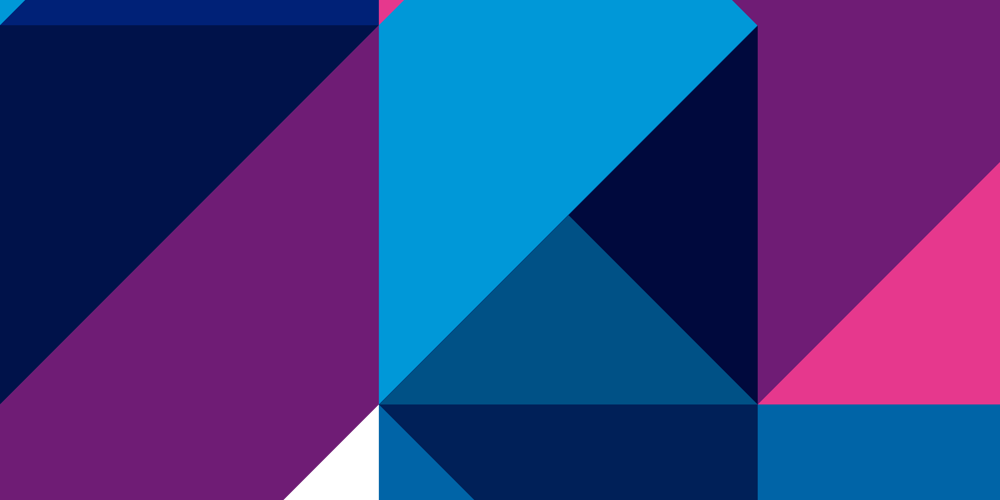 Grafische achtergrond met verschillende kleurvlakken in paars, roze en blauw