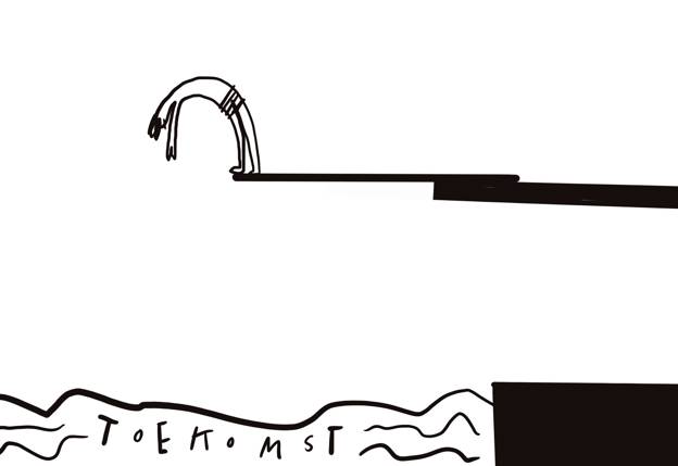 Illustratie van een duikplank boven een zwembad waarin het woord 'Toekomst' staat te lezen 